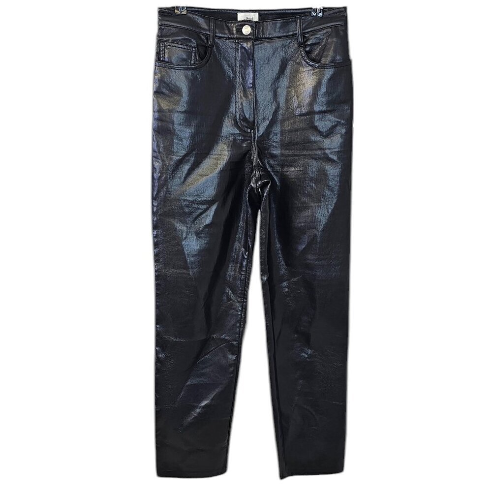 Aritzia Wilfred The Melina Pant, Black, High Rise, Straight Leg,Vegan Leather, 4